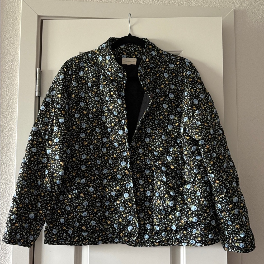 MELLODAY Quilted Black Floral Jacket